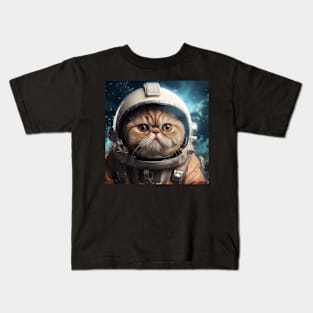 Astronaut Cat in Space - Exotic Shorthair Kids T-Shirt